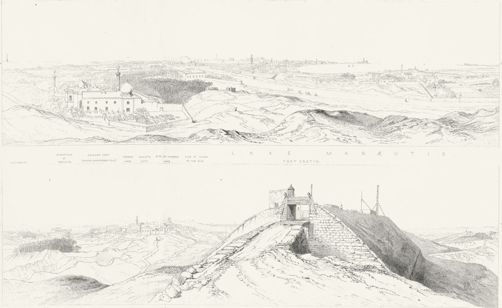 EGYPT. Eunostus port-Pharos-New. Gibbon Alexandria 1850 old antique print
